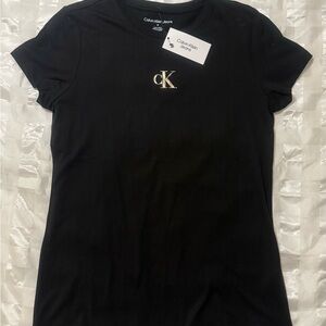 Calvin Klein Black Short Sleeve Tee with Gold Logo